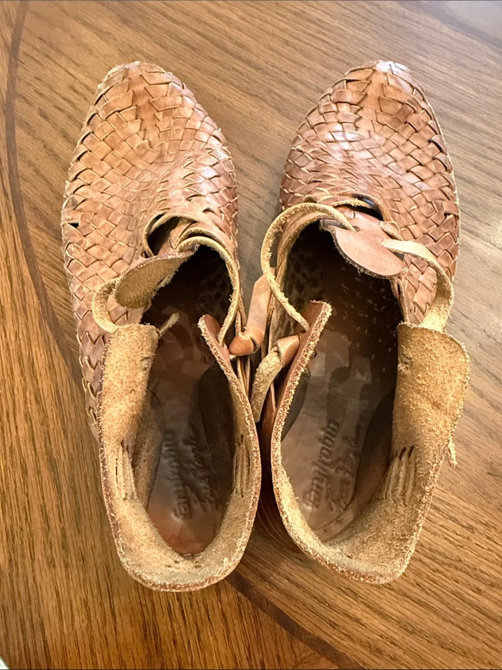 Free People Woven Leather Chukka Boots in Tan Brown